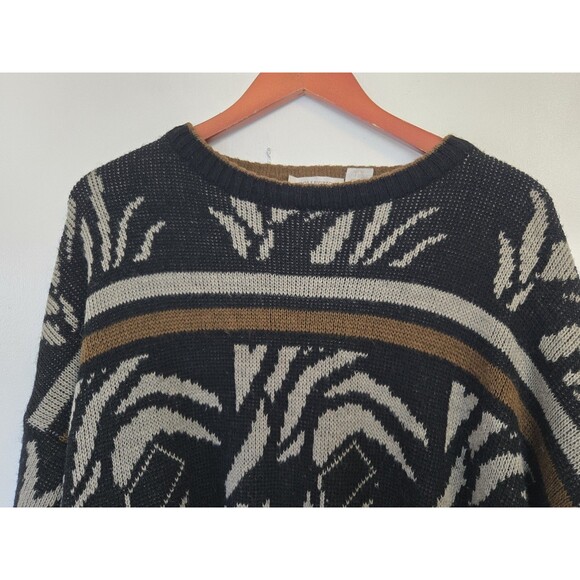 VTG Sweater Mens M 90s Knit Wool Blend Abstract Grandpa 3D Knit Biggie Cosby - Picture 2 of 8